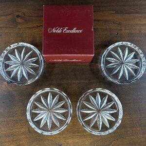 Noble Excellence Crystal Coasters (Set of 4) - 24% Lead Crystal - 4 Inches